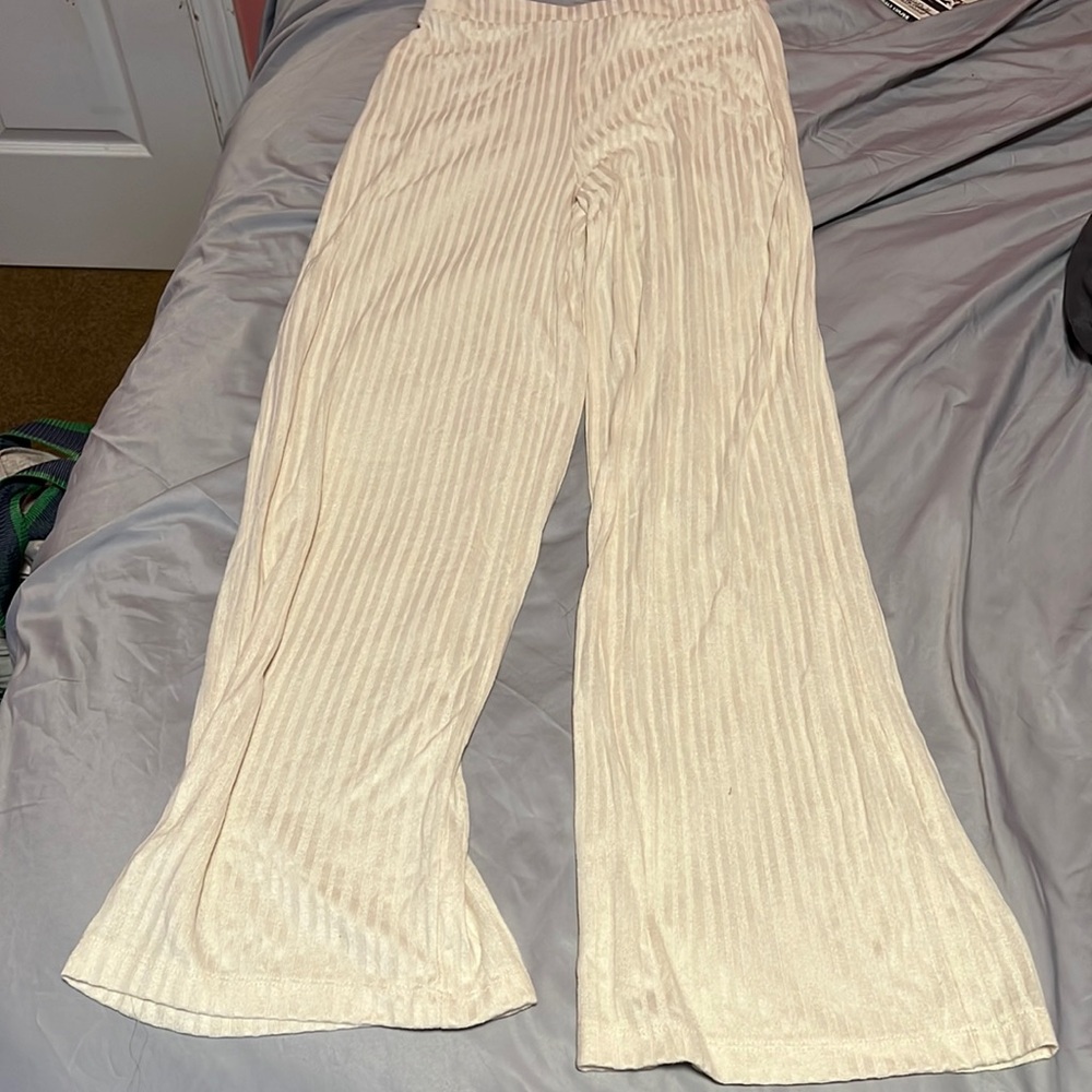 Ribbed pants cream